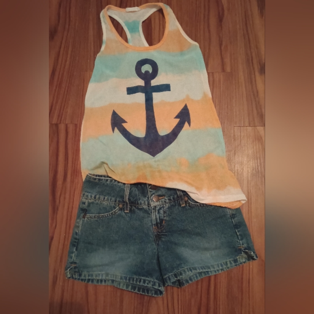 Blue jean shorts size 7 tank top   made by million bulpup
